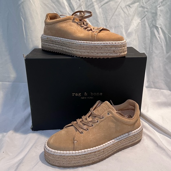 NIB $350 rag & bone | Kent Espadrille Dune Suede Sneaker Style Shoes | Camel - Picture 1 of 17